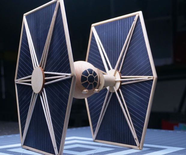 Tie Fighter Sculpture (Made With Hand Tools Only)Wooden Star Wars Model