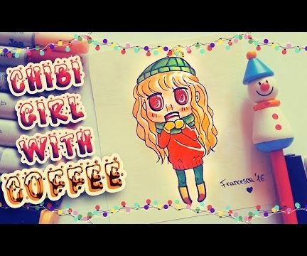 How to Draw Chibi Kawaii Girl With Coffee