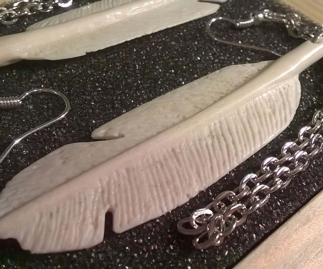 Feather Shaped Bone Earrings