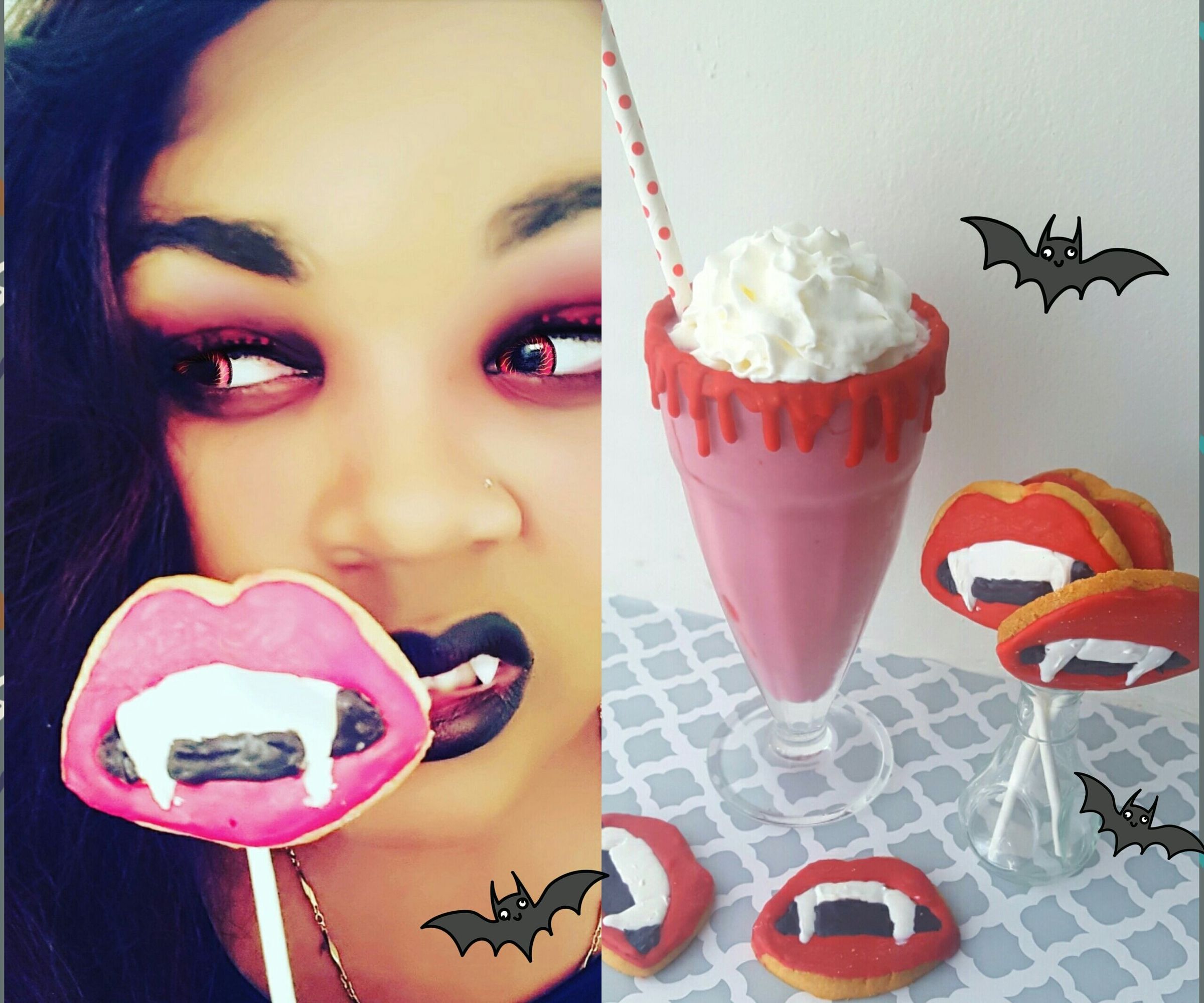 Vampire Cookie Pops & Bloody Milkshake