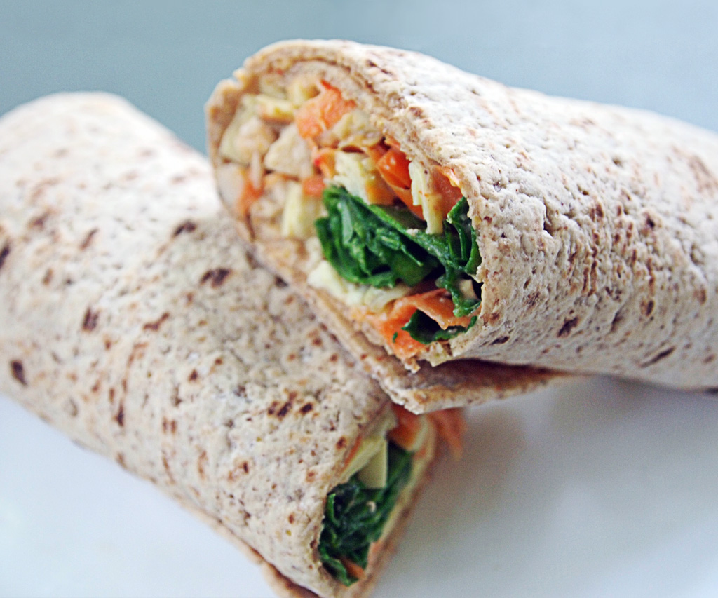 Healthy High-Protein Hummus Artichoke Wrap
