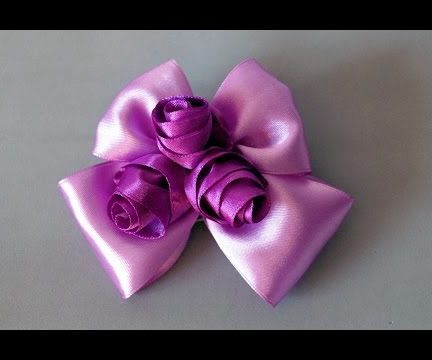 DIY How to Make Ribbon Hair Bow Clip ROSES / DIY Ribbon Roses / DIY Ribbon BOW / DIY Beauty and Easy