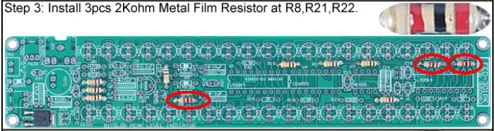 Install 3pcs 2Kohm Metal Film Resistor