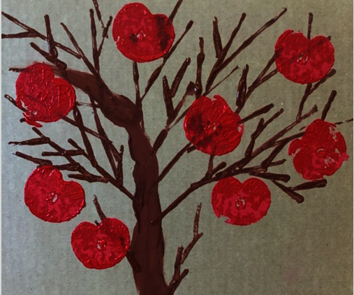 CARDBOARD PRINTED APPLE TREE