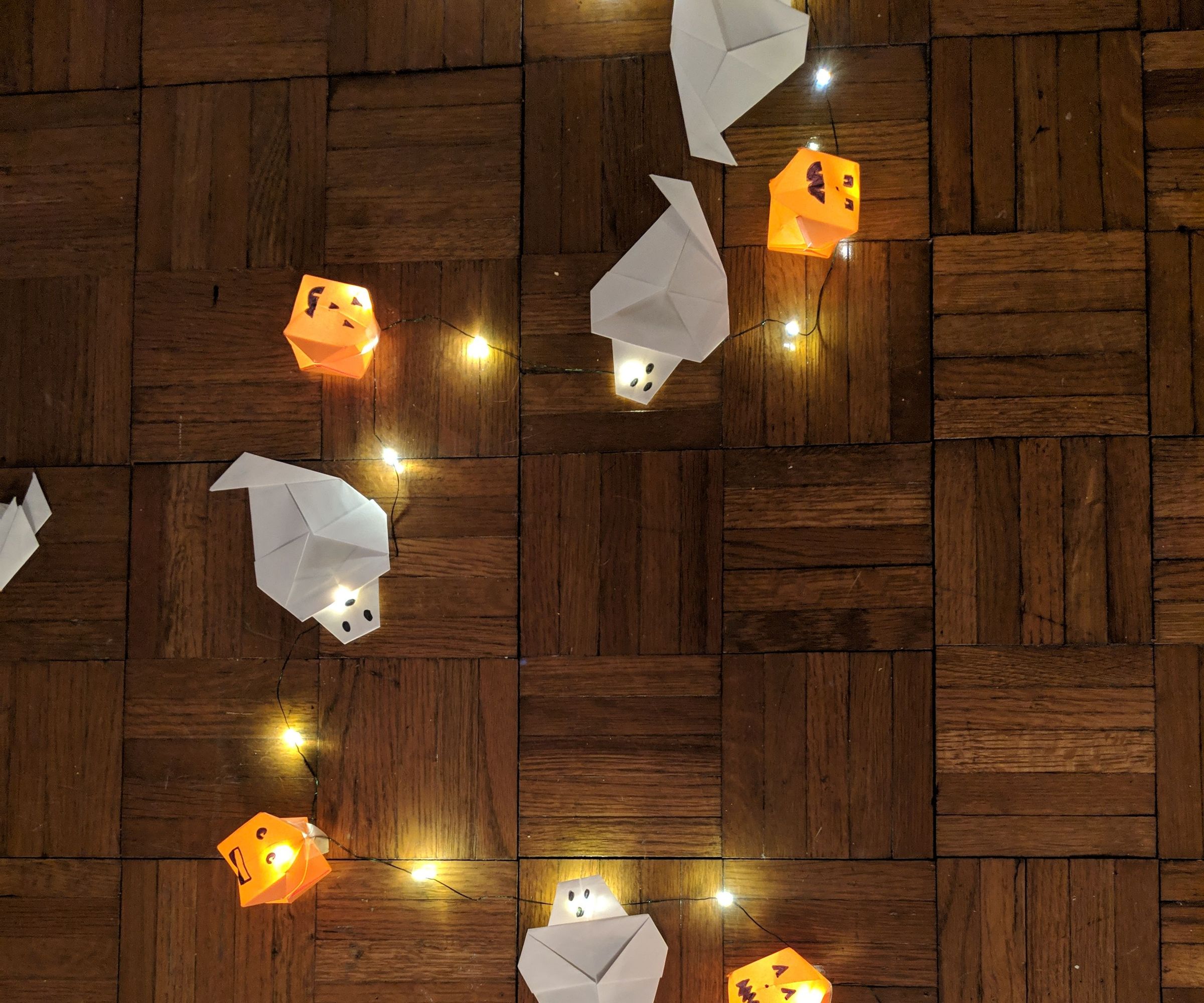 Pumpkin and Ghost Origami Lights