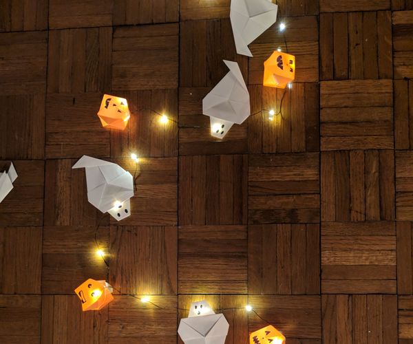 Pumpkin and Ghost Origami Lights