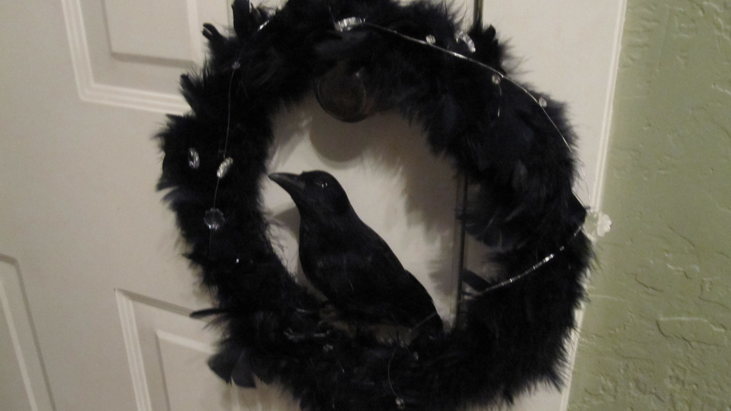 Simple Elegant Halloween Feather Wreath