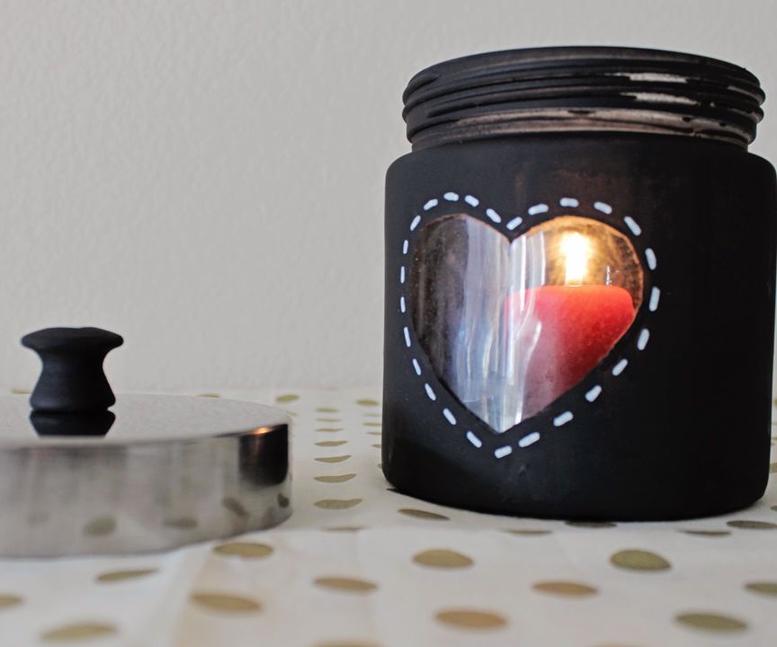 Peephole Heart Candle Jar