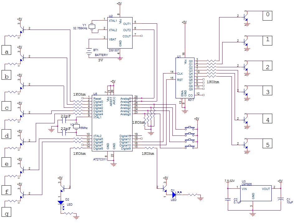 Make a Digital Clock From Scratch : 6 Steps Circuit Diagram
