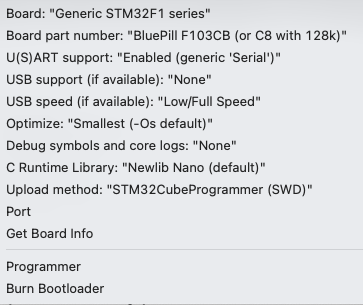Arduino Tools Menu