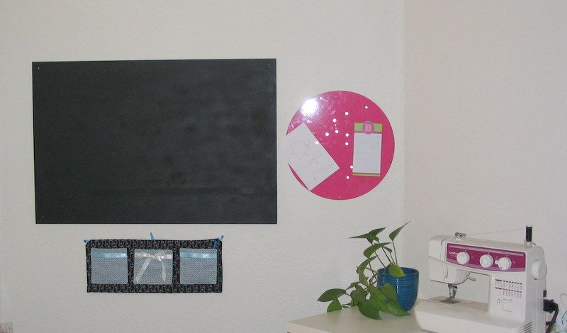 Chalkboard and Fabric Wall Organizer