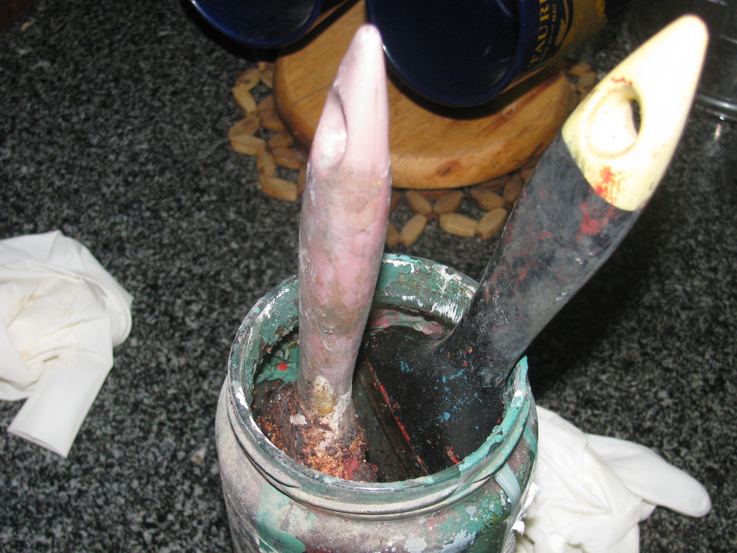 Paint Brush Sealed in Glass Jar With Thinner.