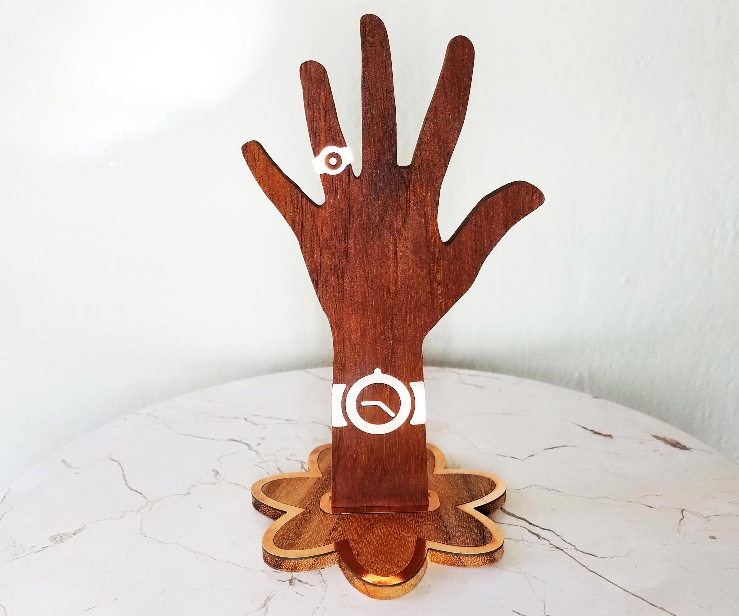Hand Jewelry Holder With Copper Clad  Circuit Board Inlay