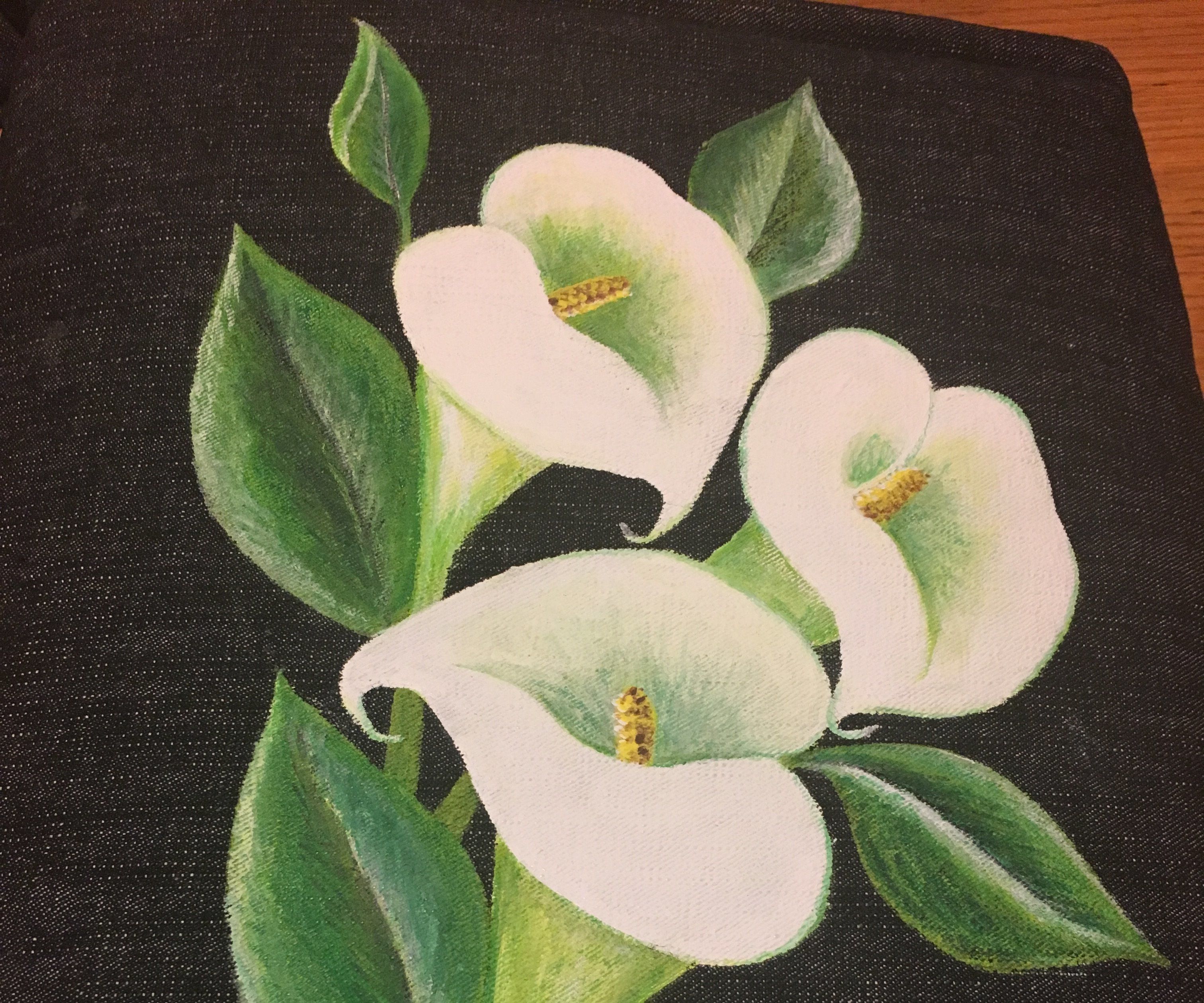 Denim Handmade Calla Lily Paint Bag