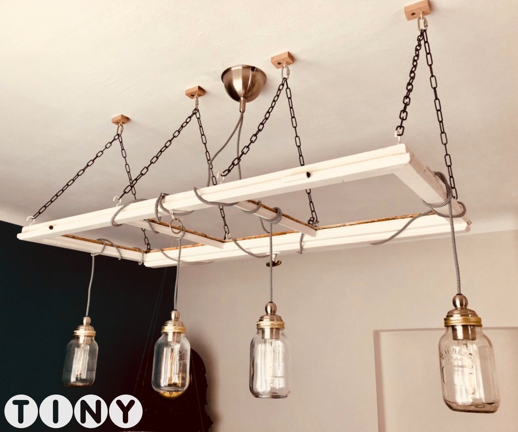 Mason Jar Lamp From an Old Window