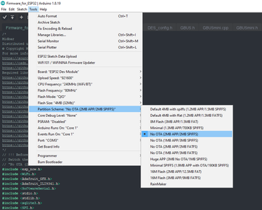 Switch the Partition Scheme to the "No OTA (2MB APP/2MB SPIFFS)"