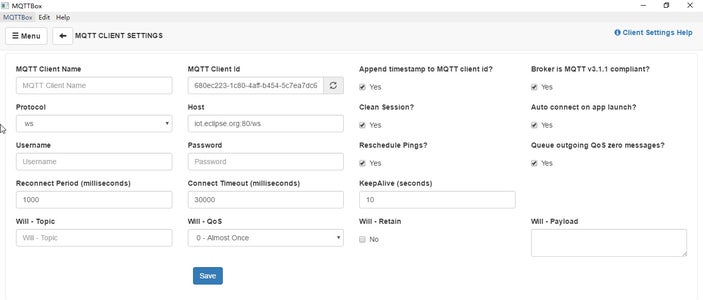 Config MQTT Client (MQTTBOX)