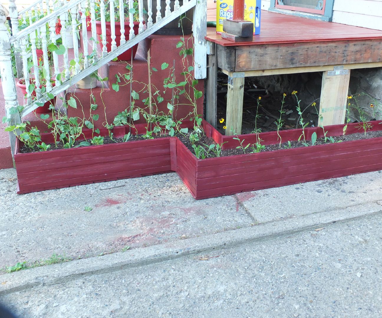 Custom Shaped Planter Box Out of Old Tounge-in-grove Boards