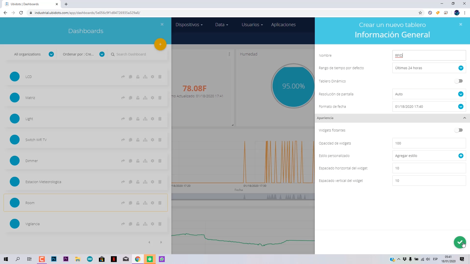 IoT Ubidots Settings: