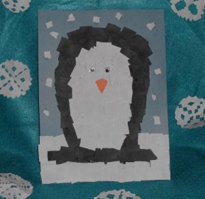 Torn Paper Penguin Collage Arts and Crafts Project for Kids