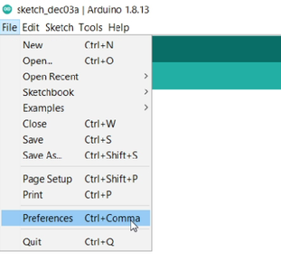 Arduino IDE Settings: