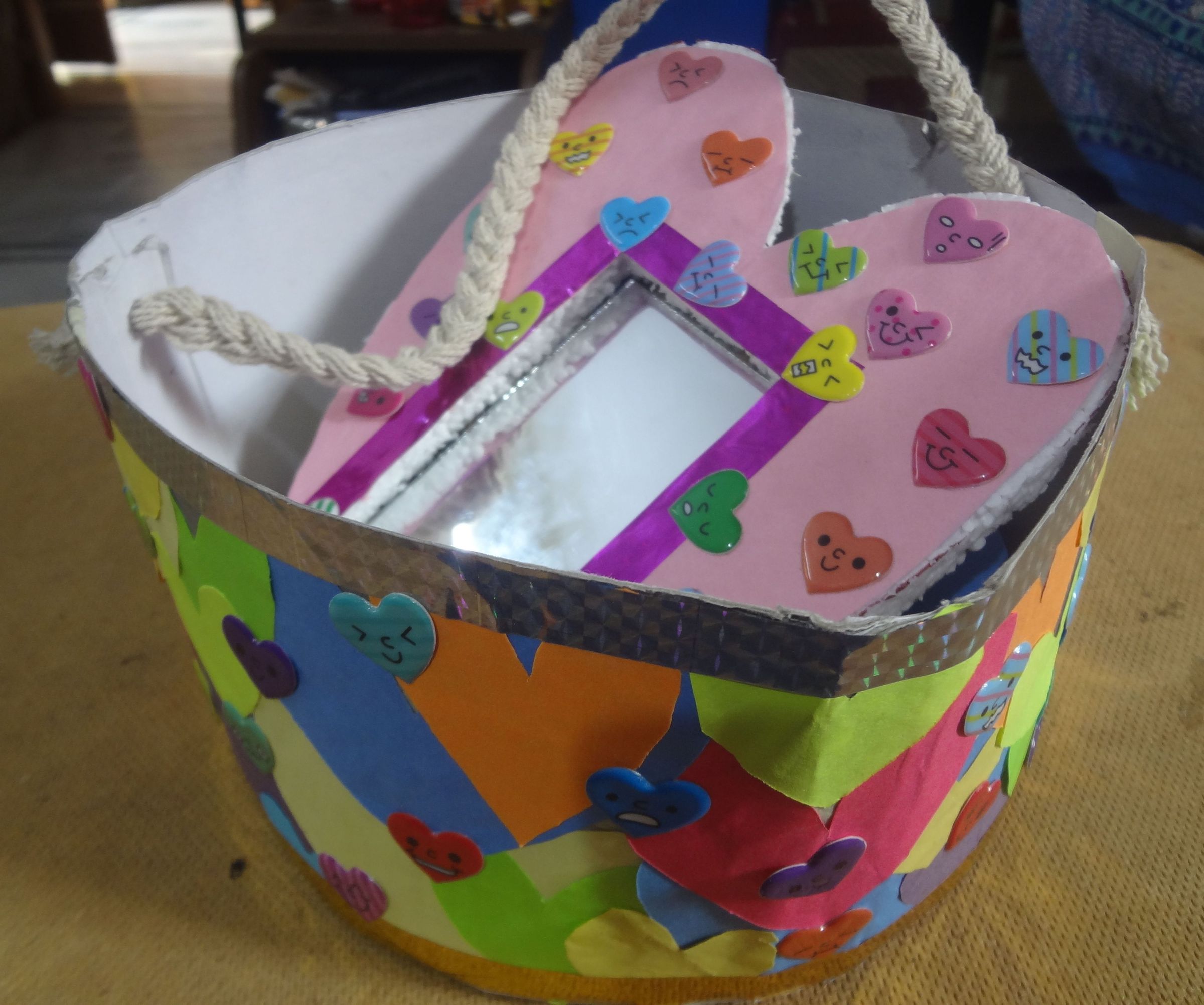 Heart Themed Gift Basket With a Mirror As a Gift