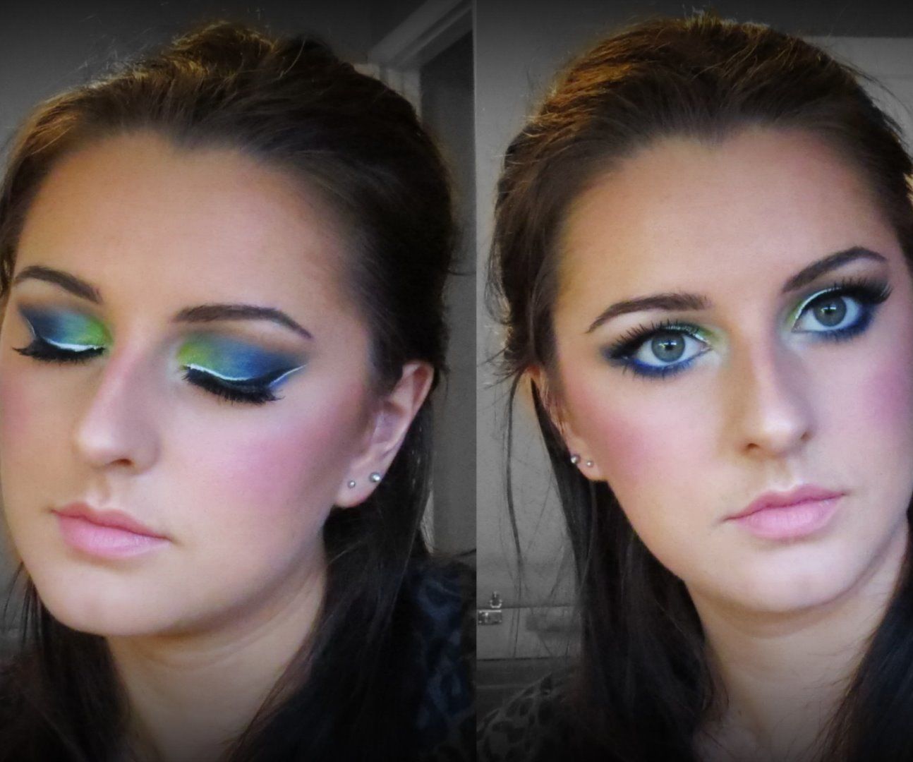 Teal Smokey Eye With White Liner