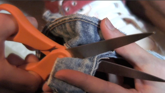 Pin the Jean Waist to the Sweatshirt Collar