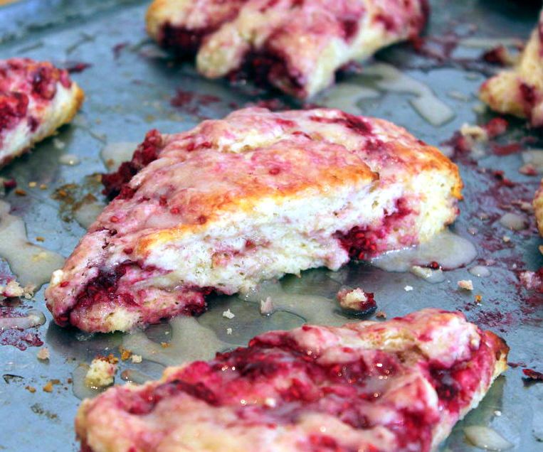 Raspberry Scones With Almond Glaze
