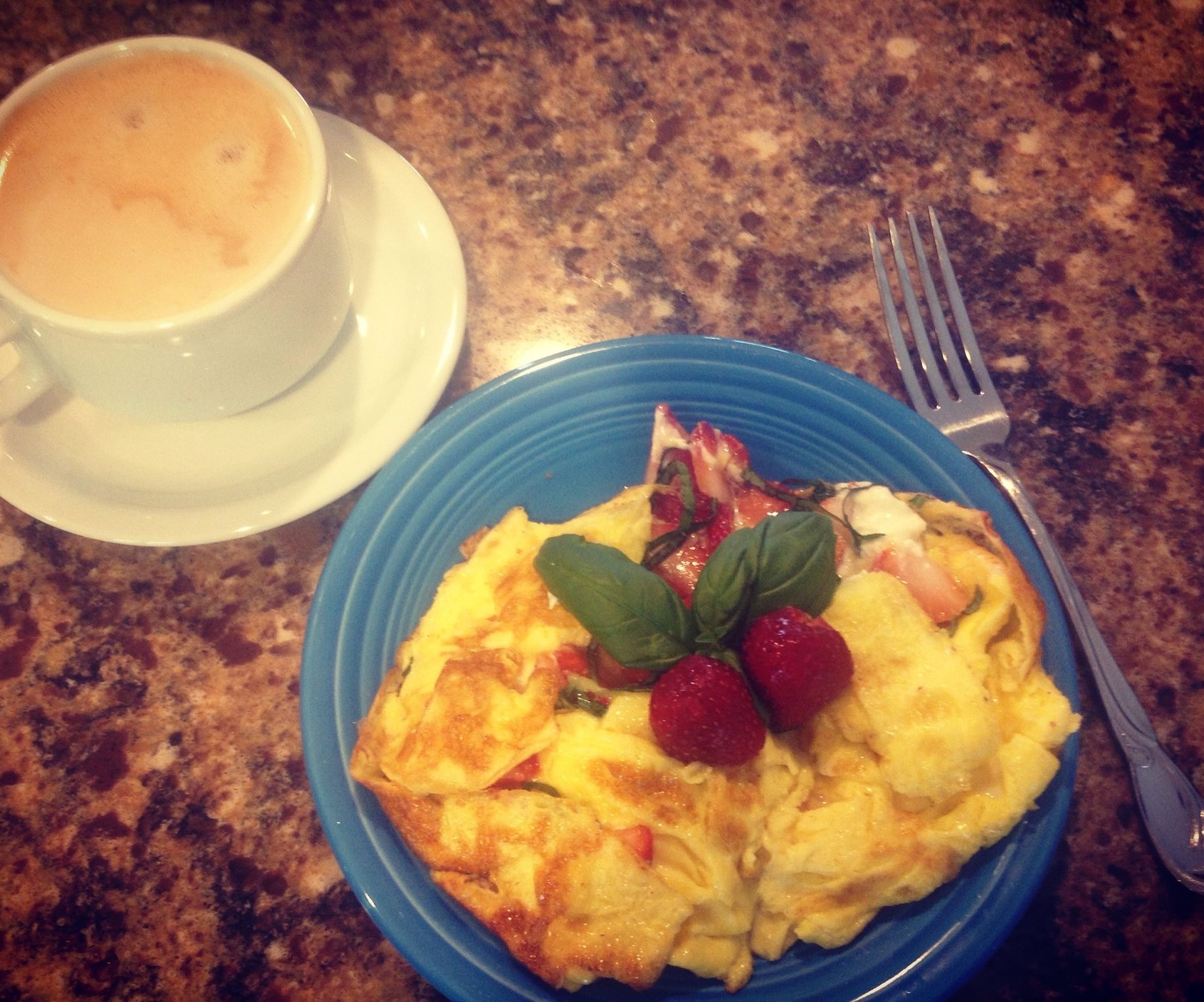 Strawberry, Basil, Goat Cheese Breakfast Omelette