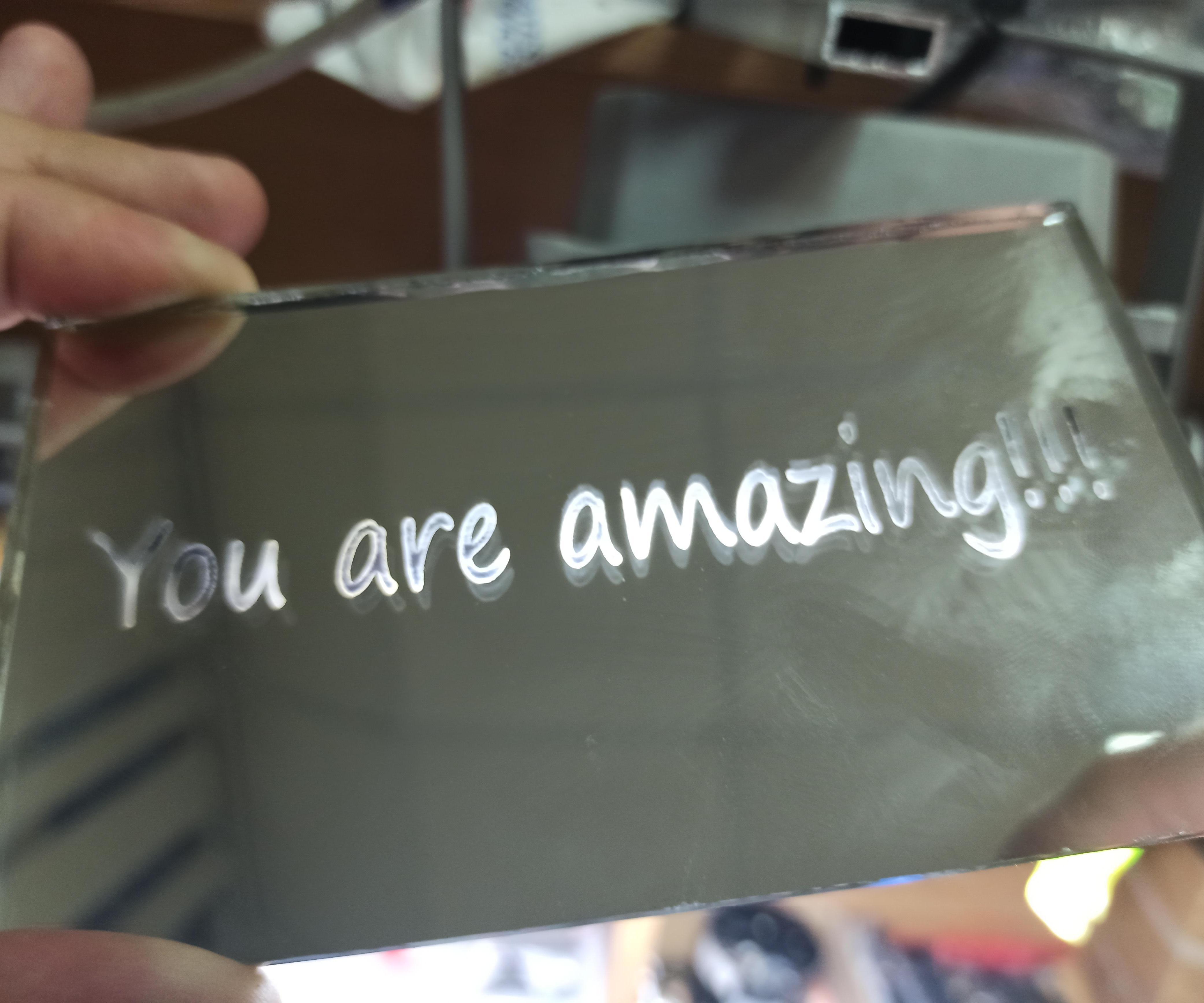 Cutting With Subsequent Engraving of the Inscription on the Mirror With a Diode Laser.