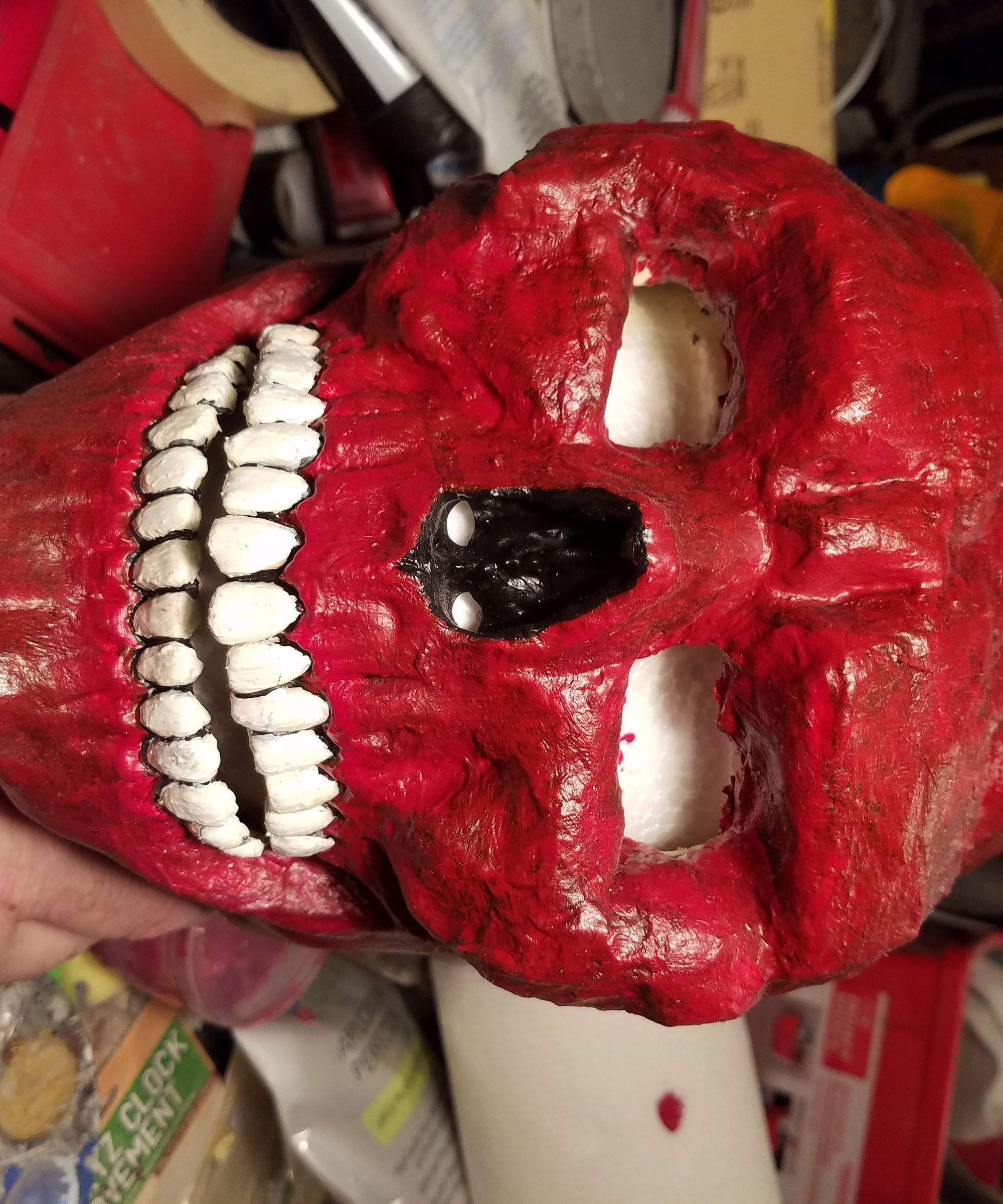 How to Make a Red Skull Mask From a Rubber Skull Mask