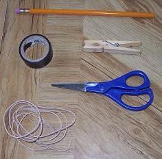 Elastic Gun Using a Pencil, Elastic, Clothes Pin and Tape/another Elastic