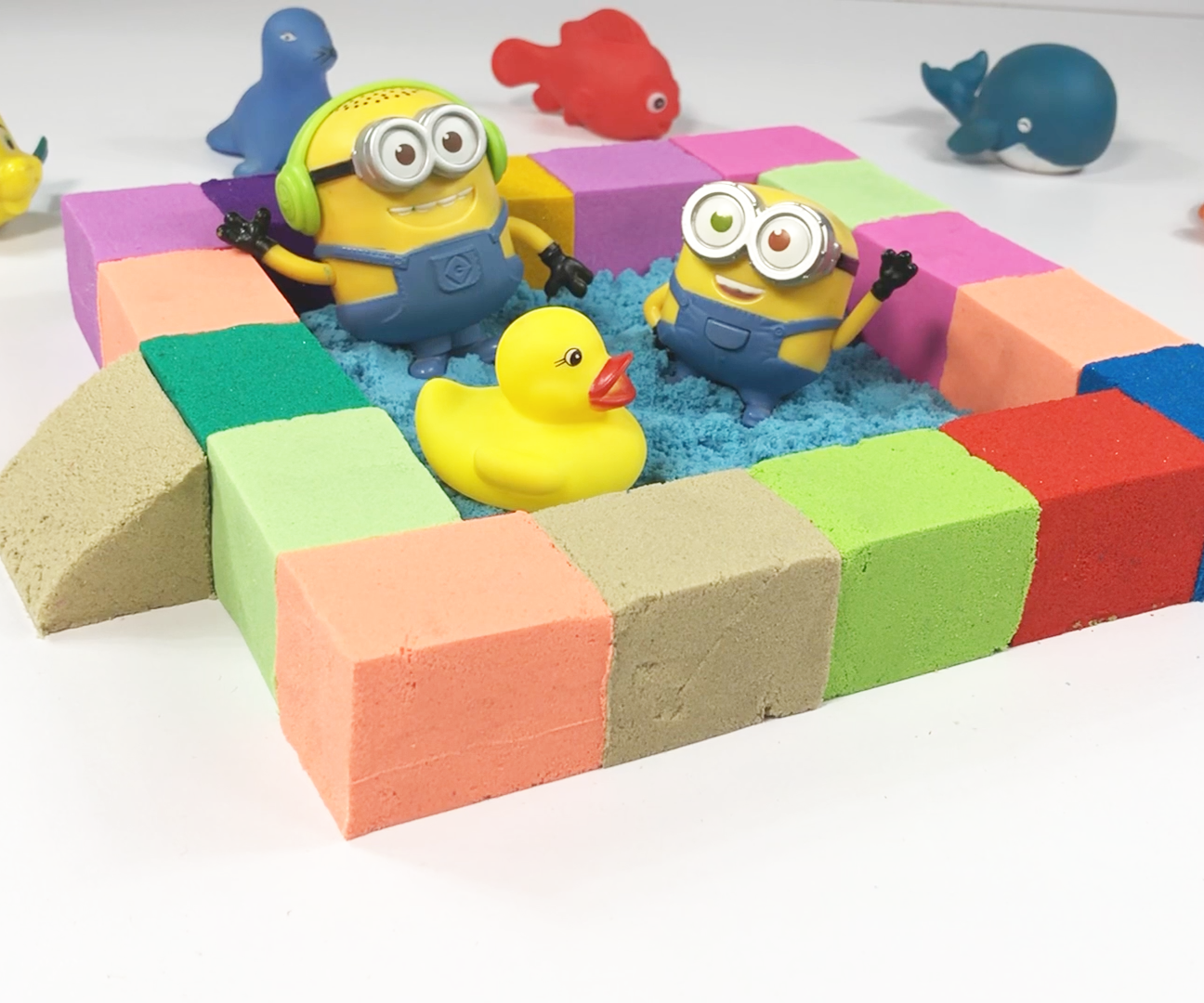How to Make Kinetic Sand Colorful Blocks Playground for Toys
