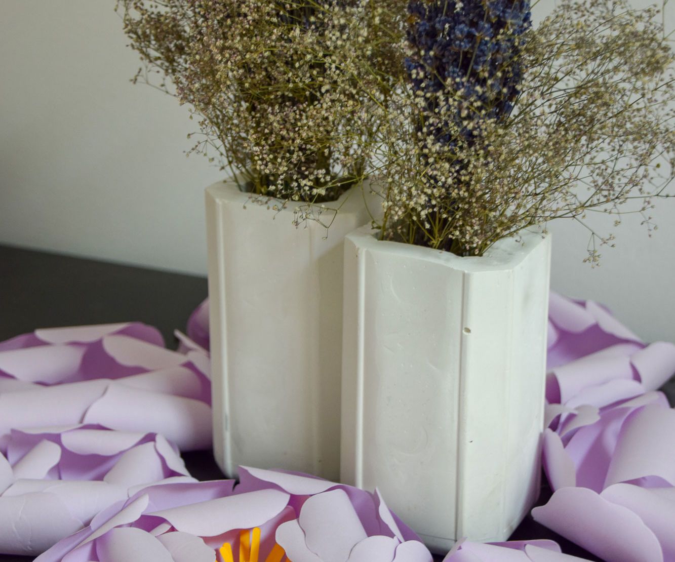 DIY Rectangular Flower Vases Made From Cement