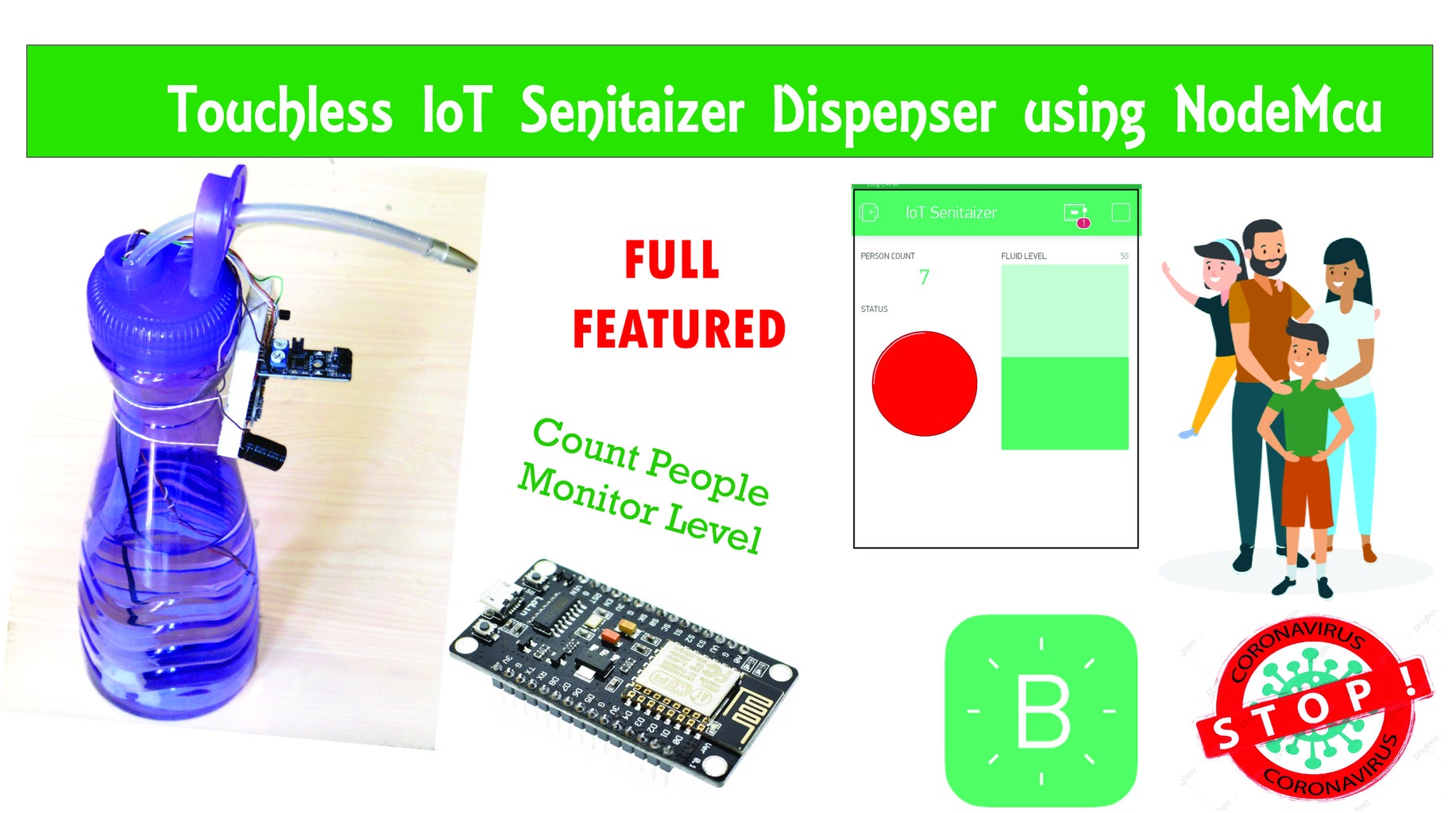 DIY Arduino| Touch-less IoT Hand Sanitizer Dispenser Using NodeMCU ...
