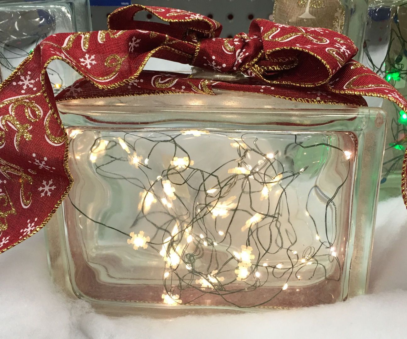 Illuminated Glass Block Present