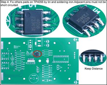 Fix Others Pads on TP4056 by Tin and Soldering Iron