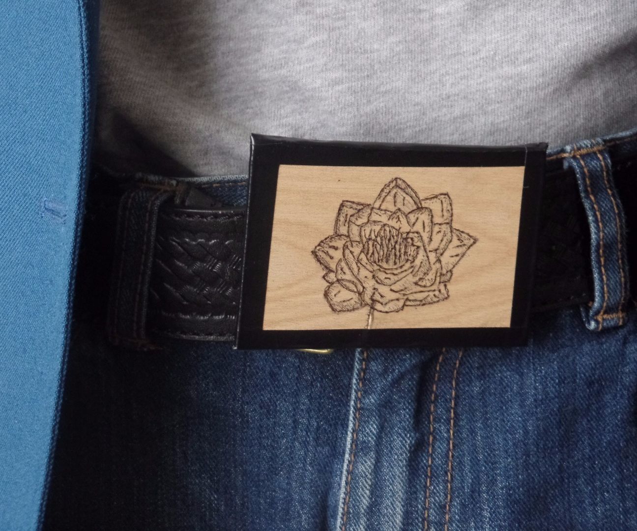 Wood Burned Belt Buckle