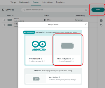 Arduino Cloud Setting