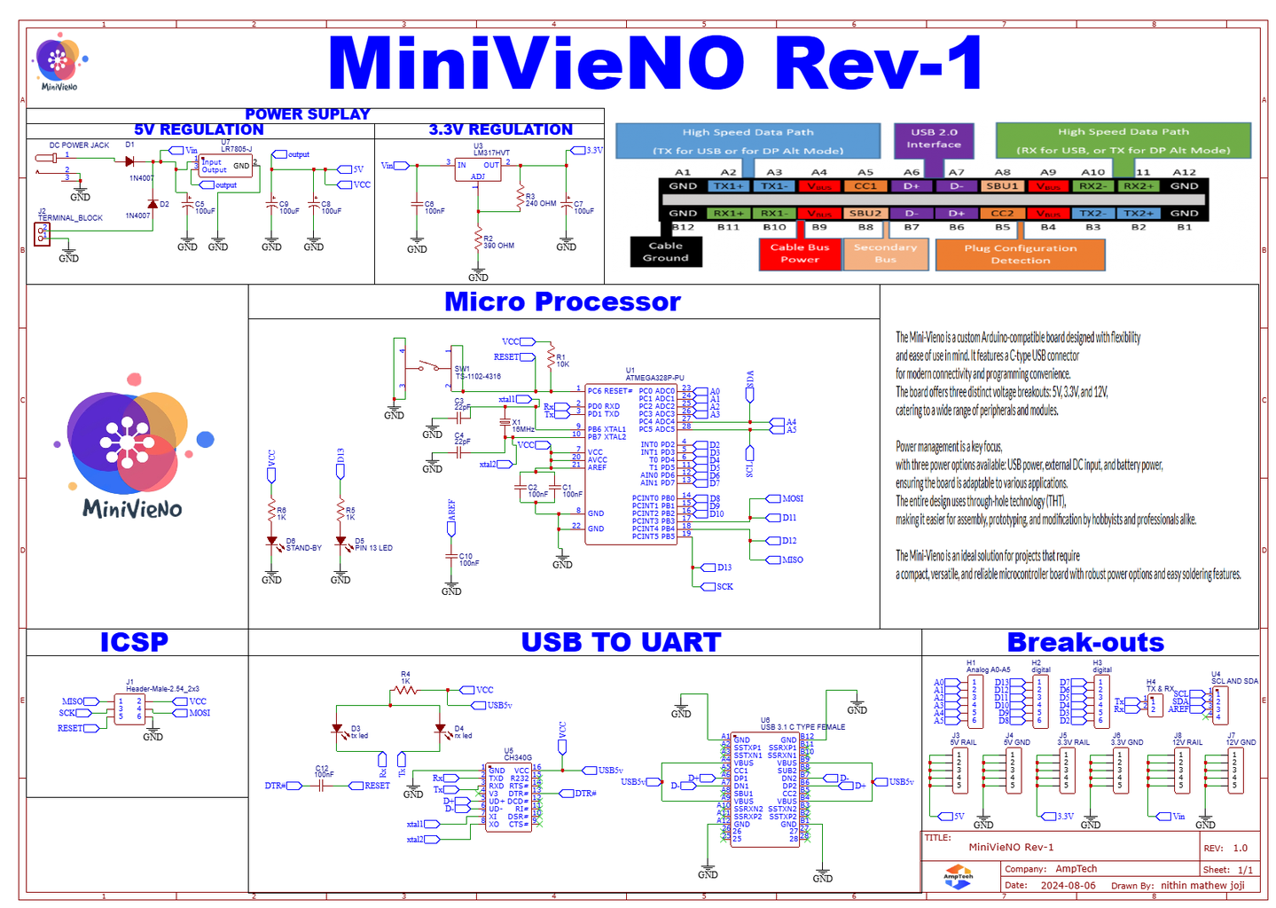 Custom DIY Arduino UNO R3 Full THT Board (MiniVieNO) With Enhanced ...