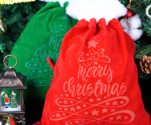 Laser Engrave a Velvet Christmas Gift Bag