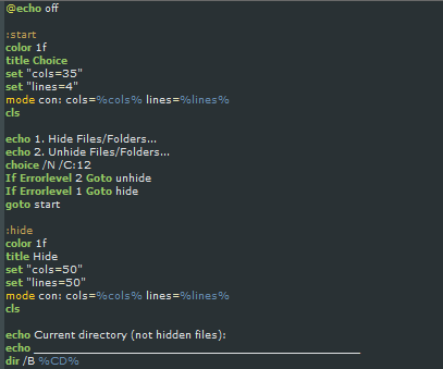 A Batch File That Can Hide/unhide Files/folders