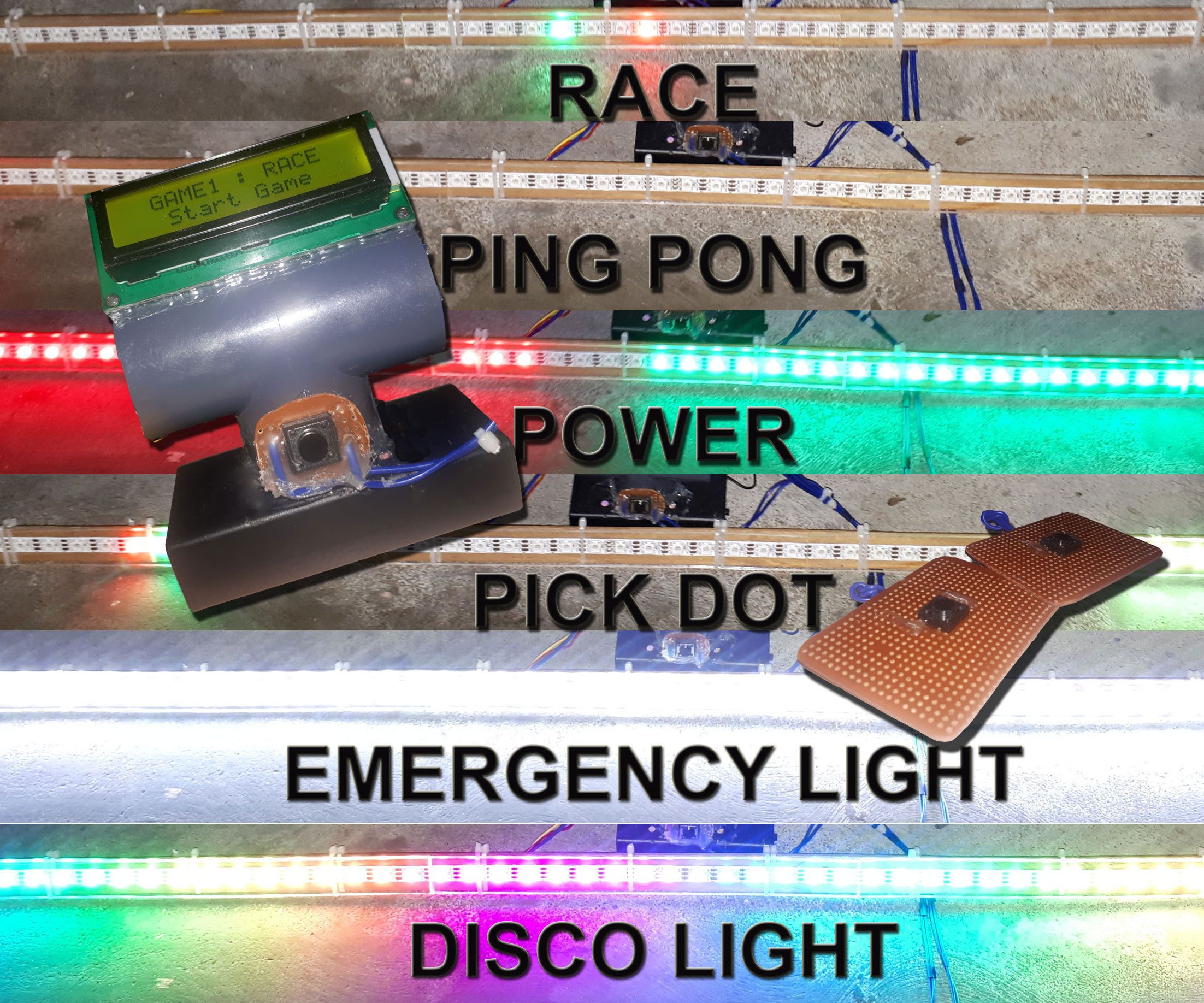 Two Player Single LED Strip Games With Score Board