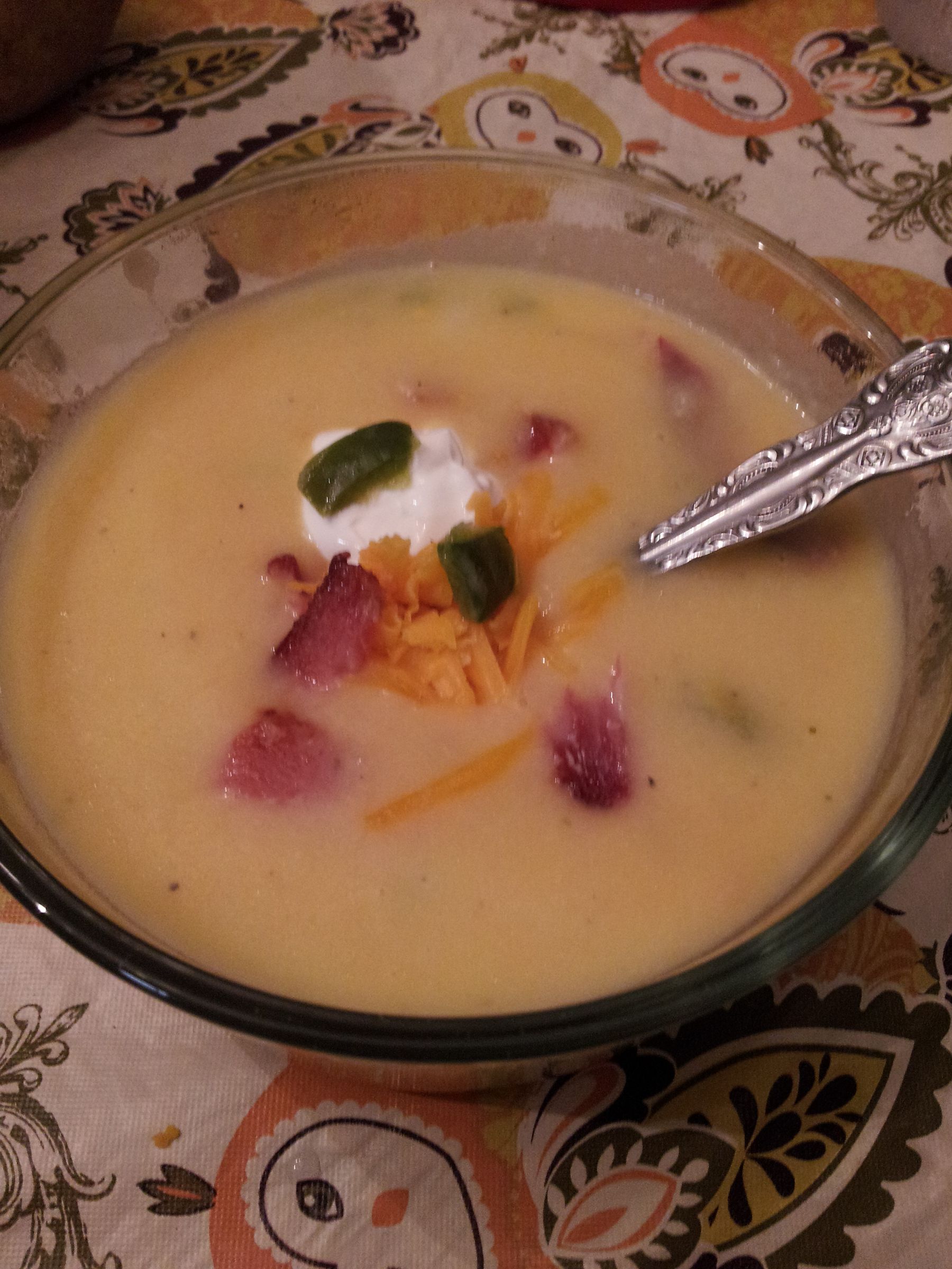Potato Skins Soup With Roasted Jalapenos (spicy or Not)