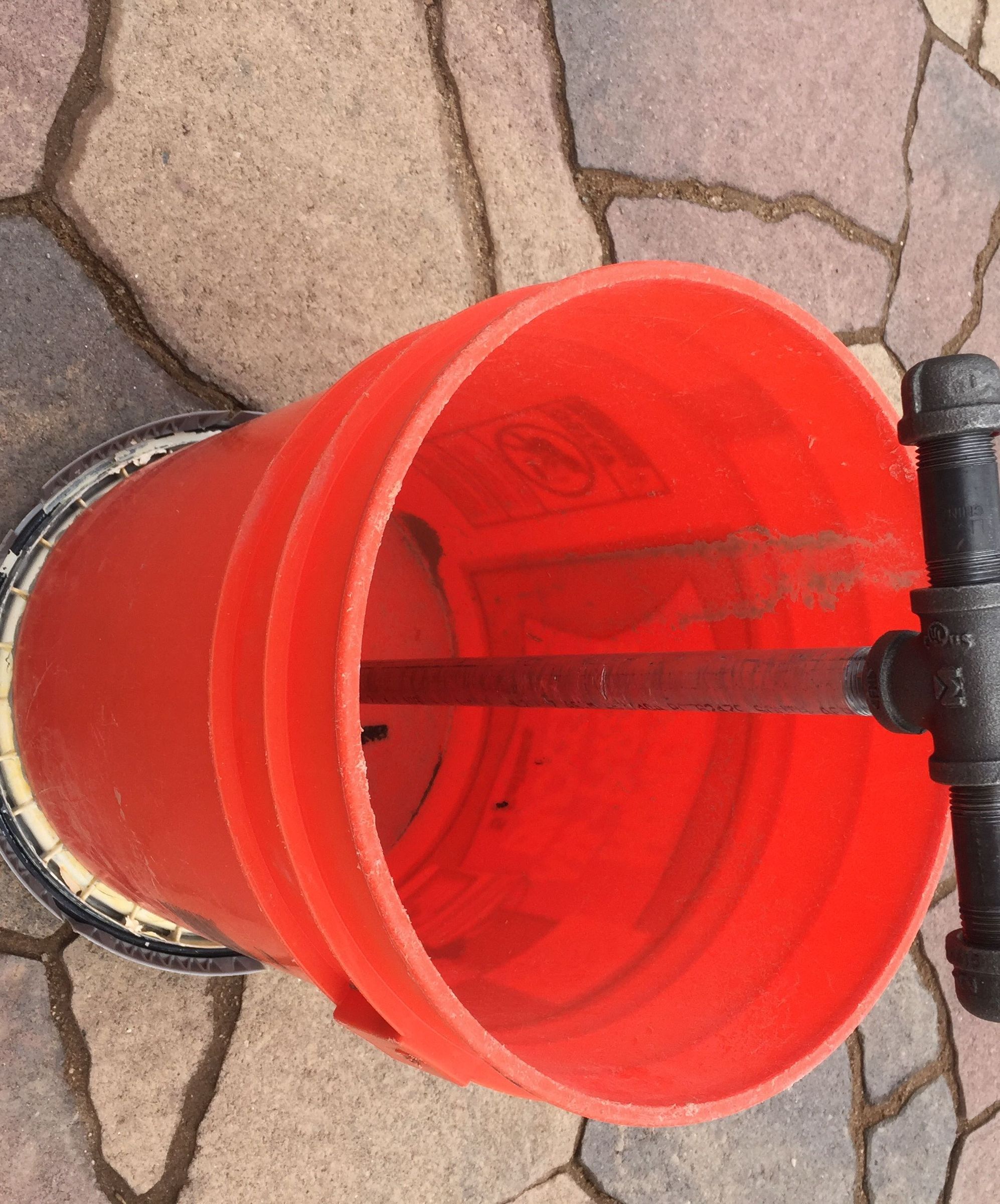Bucket and Piping repurposed into Bucket With Support Pipe