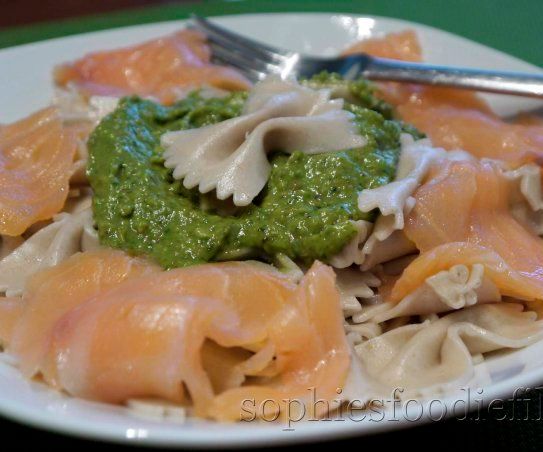 Avocado Pesto Pasta With Smoked Salmon