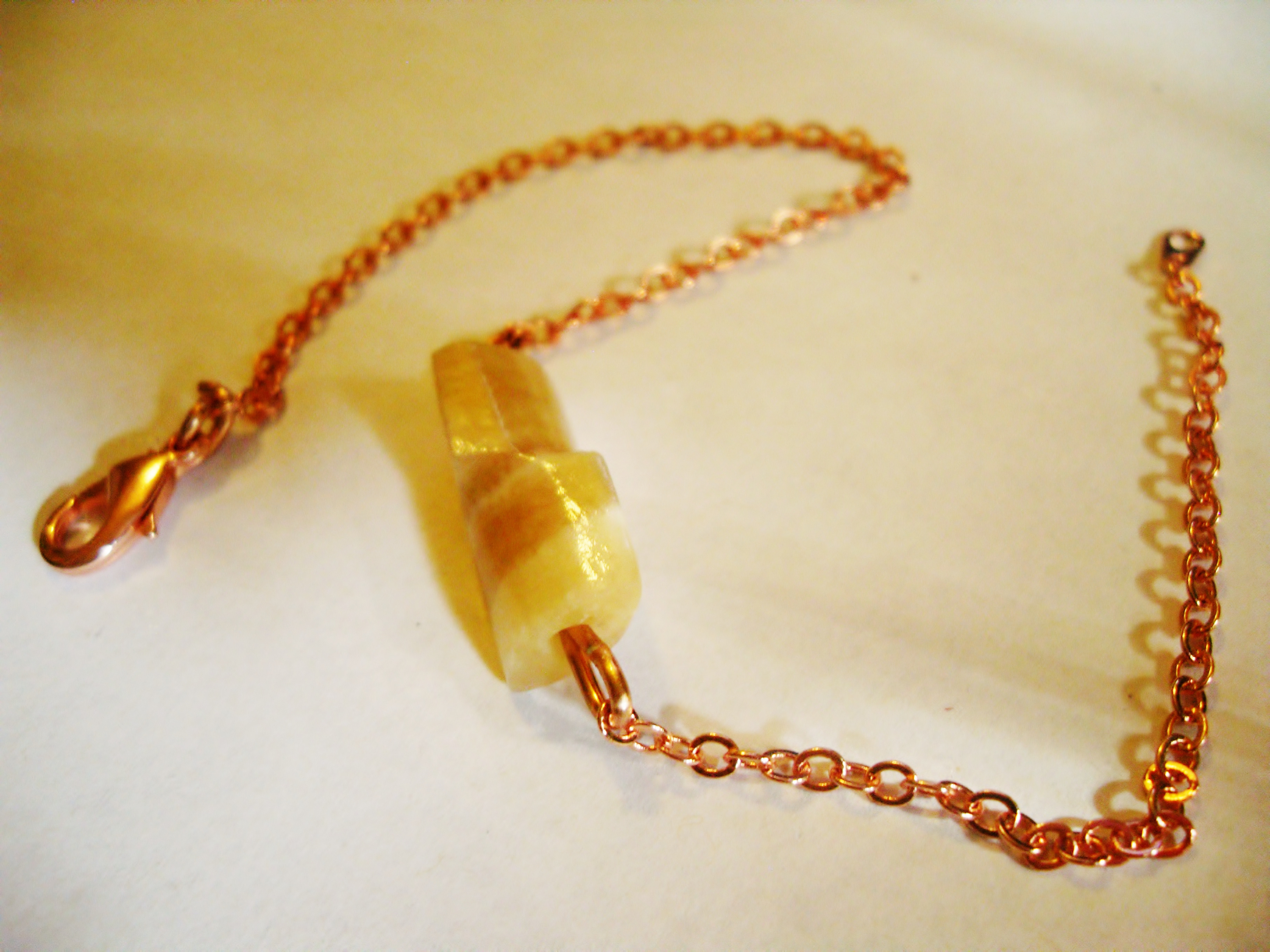 Simple Amber Stone and Rose Gold Anklet.
