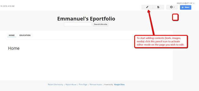 google sites portfolio assignment Add Text and Images