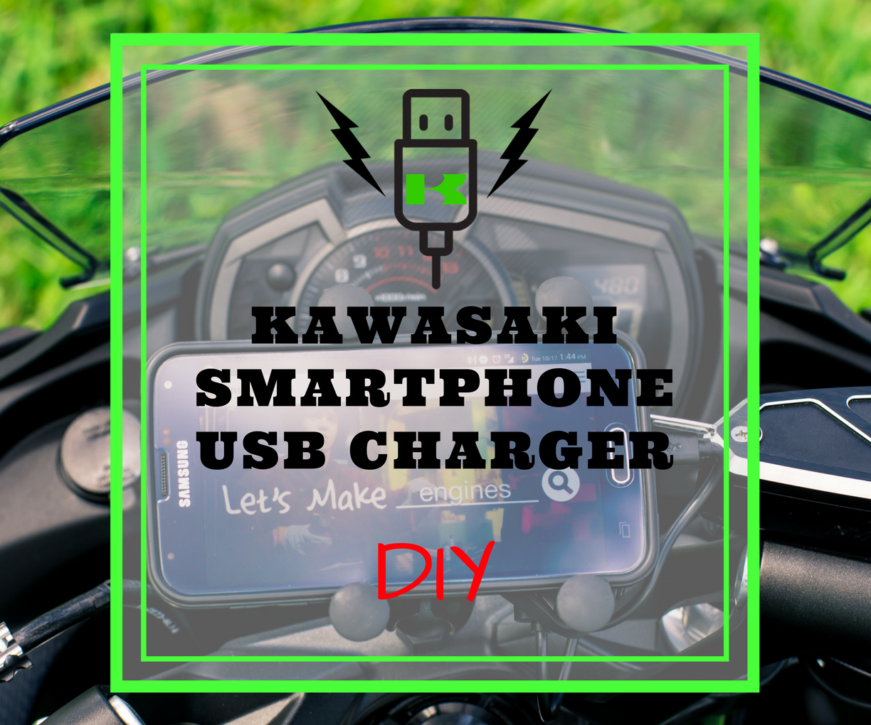 DIY - Kawasaki USB Smartphone Charger Install : 10 Steps (with 